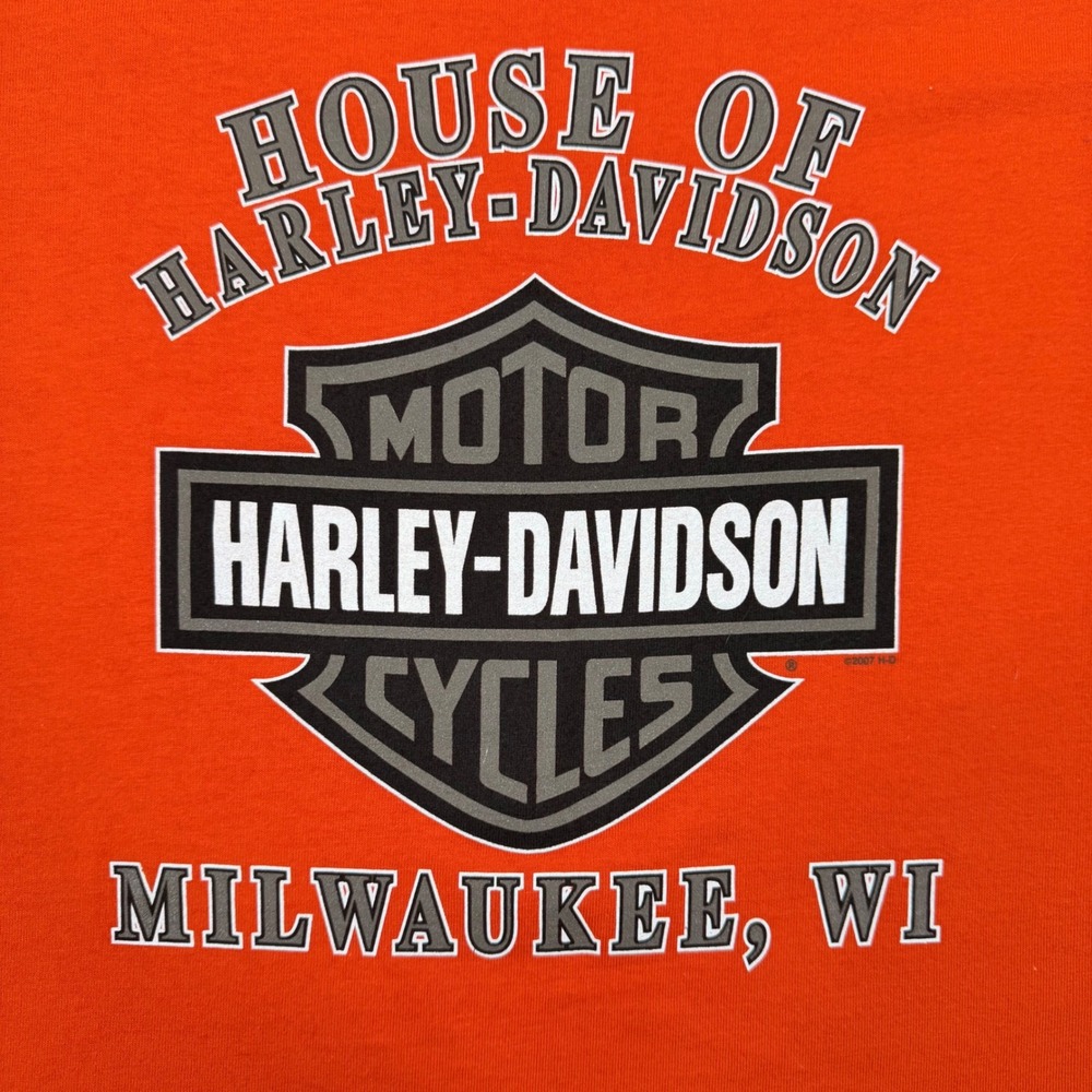 NWT Harley-Davidson 105 Anniversary Muscle Tee Orange Mens 3XL Made in USA - Picture 8 of 8